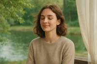 Person experiencing calm and relaxation, free from anxiety.