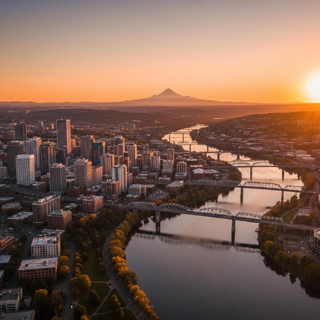 Anchorage Alaska skyline at golden hour with the Chugach Mountains, UAA biomedical and extreme endurance athlete community