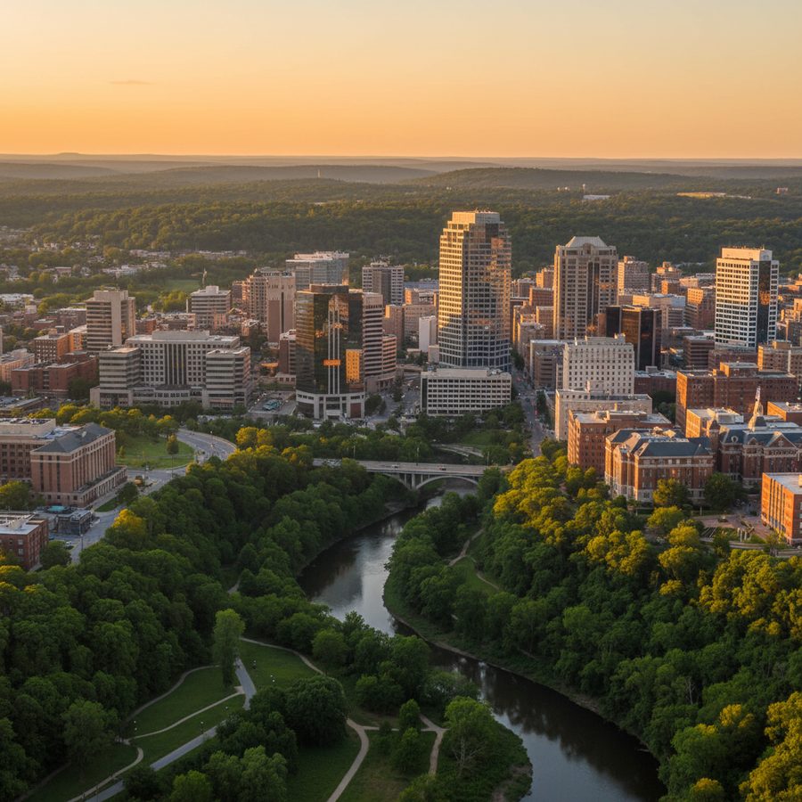 Akron, Ohio city skyline — Spartan Peptides research compounds available for delivery