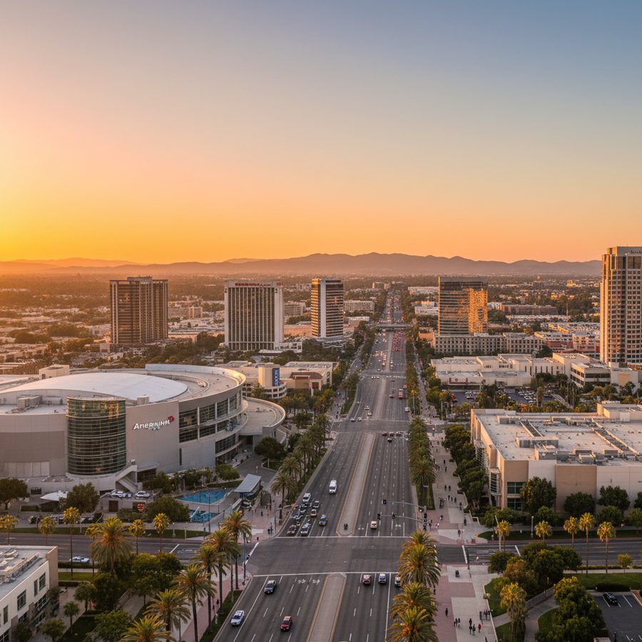 Anaheim, California city skyline, Spartan Peptides research compounds available for delivery