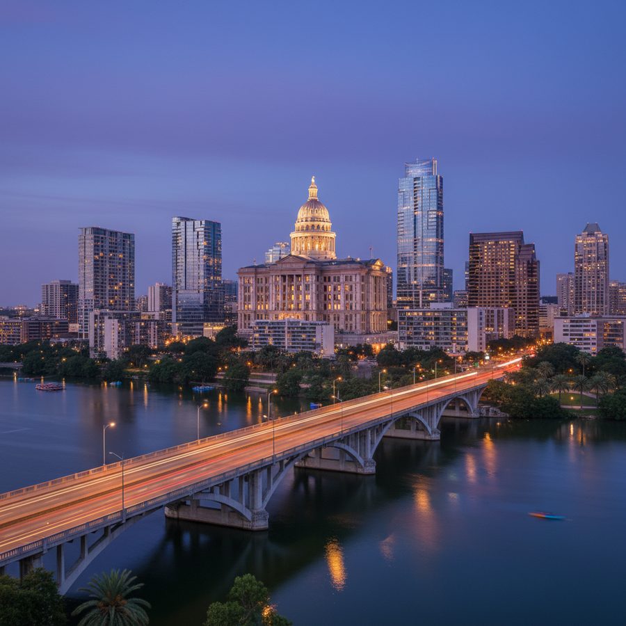 Austin, Texas city skyline, Spartan Peptides research compounds available for delivery