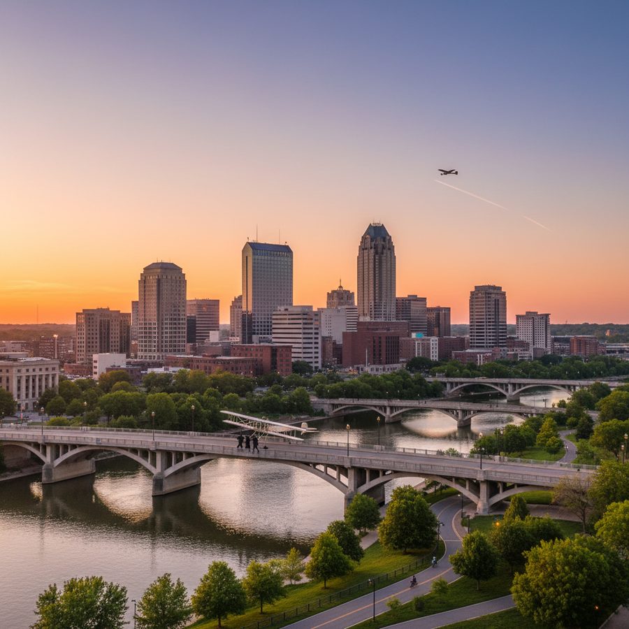 Dayton, Ohio city skyline, Spartan Peptides research compounds available for delivery