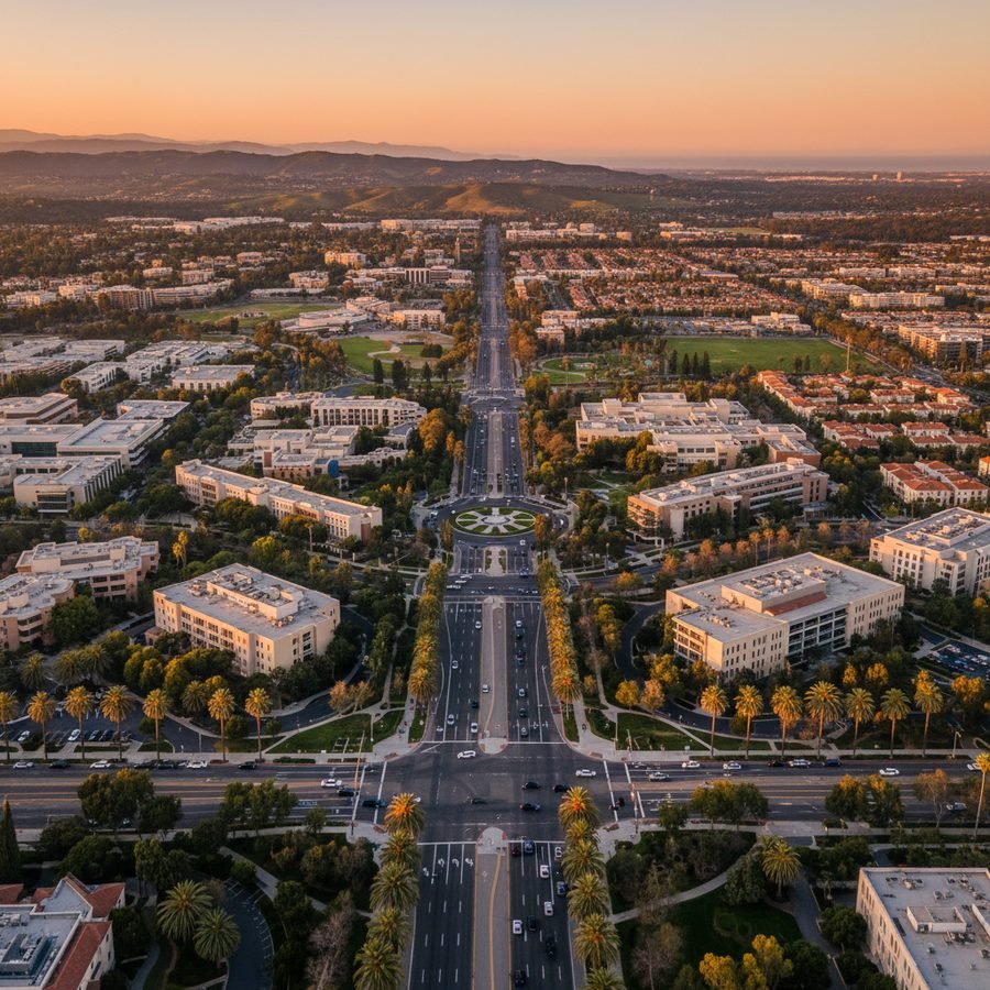 Irvine, California city skyline, Spartan Peptides research compounds available for delivery