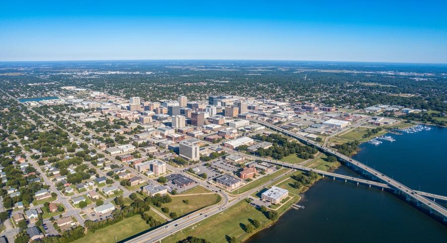 Lake Charles, Louisiana city skyline, Spartan Peptides research compounds available for delivery