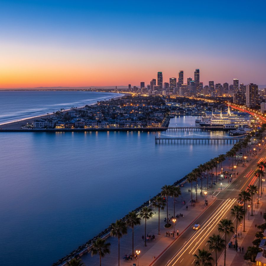 Long Beach, California city skyline — Spartan Peptides research compounds available for delivery