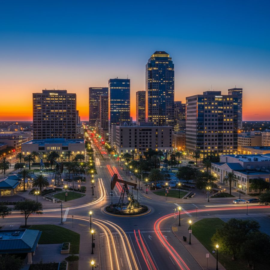 Midland, Texas city skyline, Spartan Peptides research compounds available for delivery