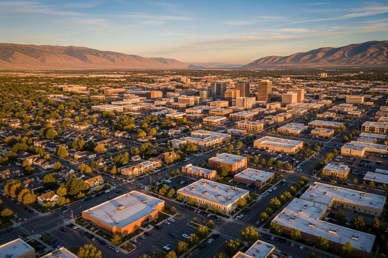 Orem, Utah city skyline, Spartan Peptides research compounds available for delivery