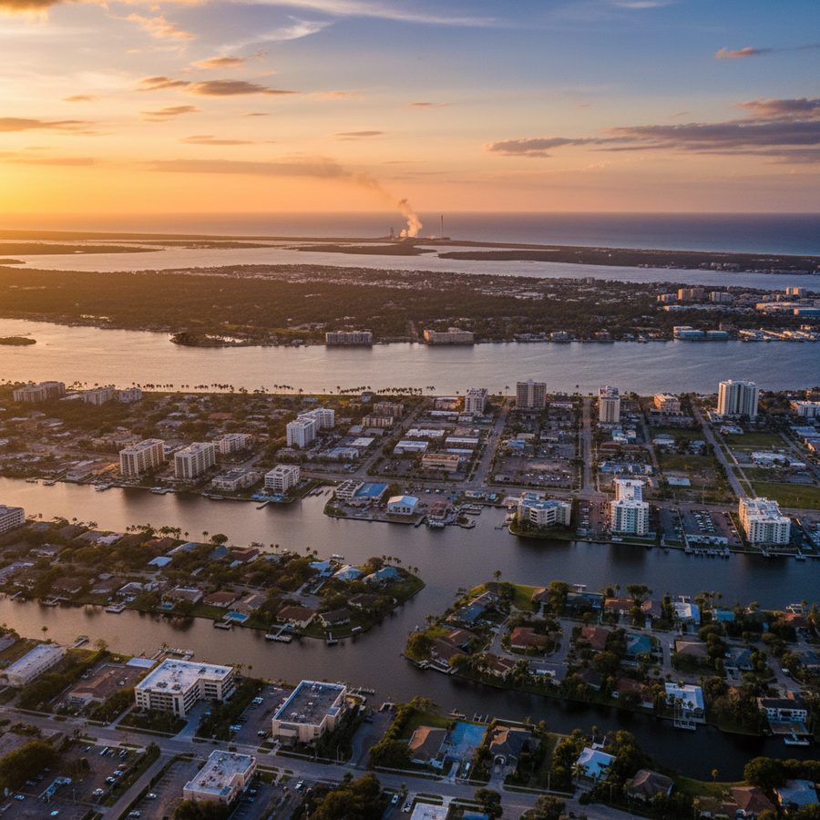Palm Bay, Florida city skyline, Spartan Peptides research compounds available for delivery
