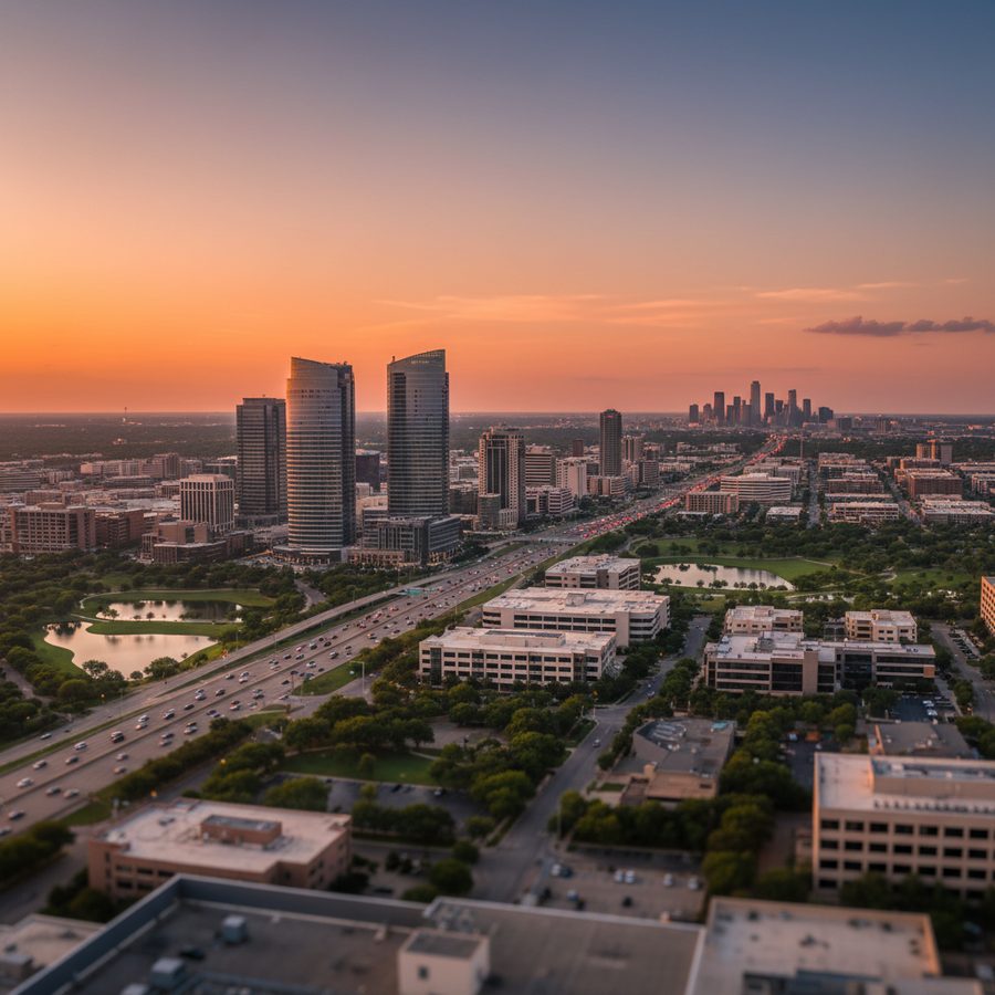 Plano, Texas city skyline, Spartan Peptides research compounds available for delivery