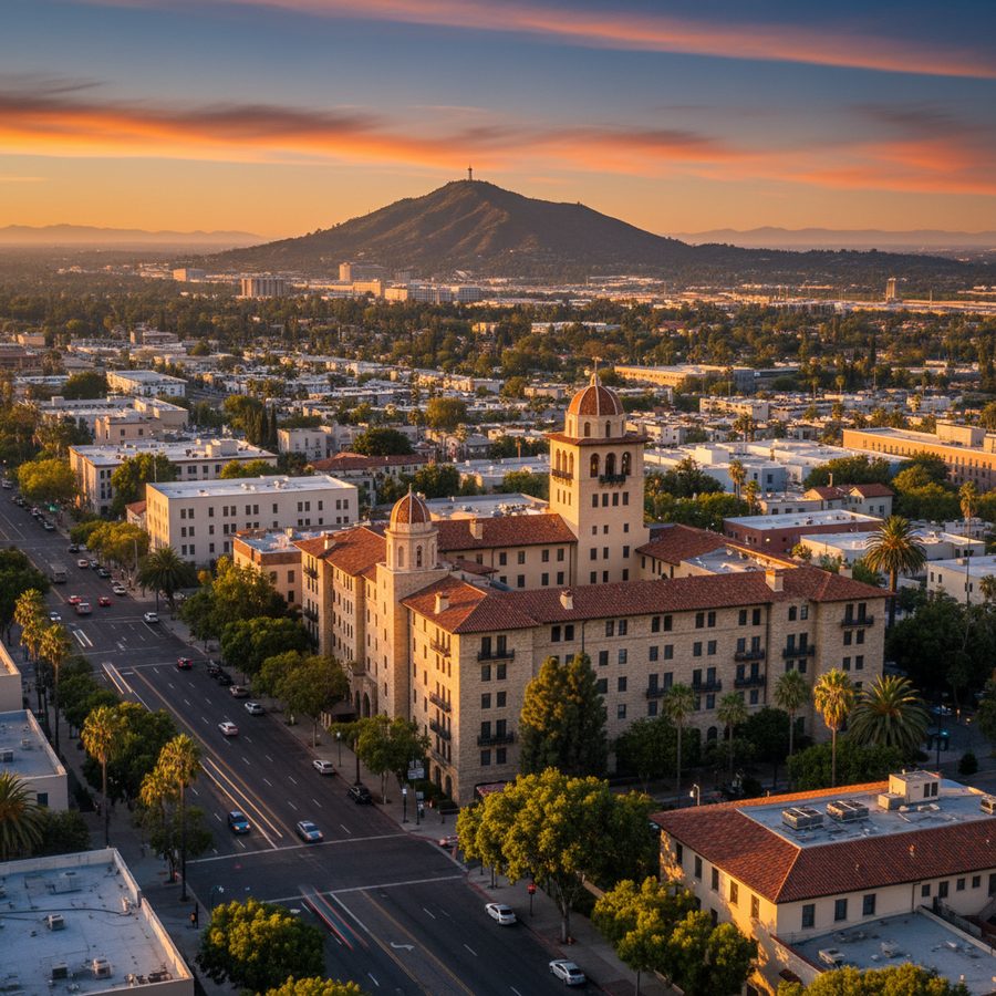 Riverside, California city skyline, Spartan Peptides research compounds available for delivery