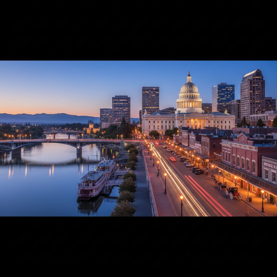 Sacramento, California city skyline, Spartan Peptides research compounds available for delivery