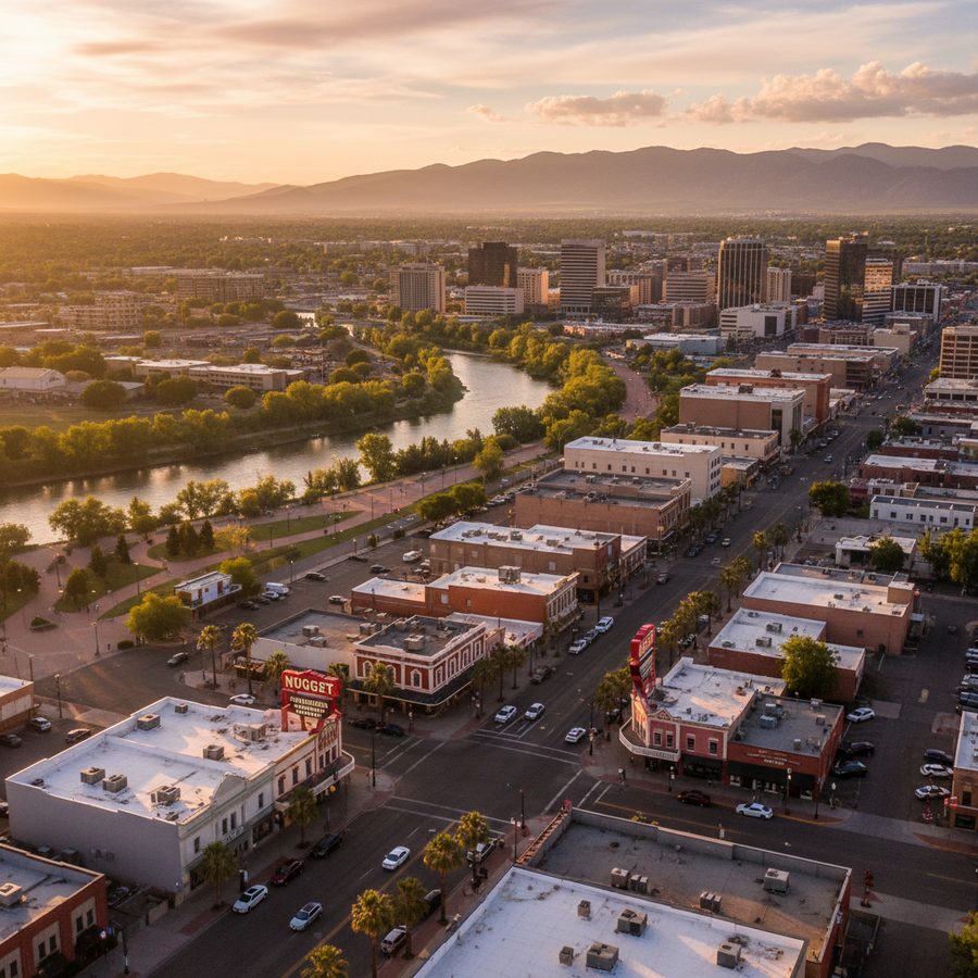 Sparks, Nevada city skyline, Spartan Peptides research compounds available for delivery