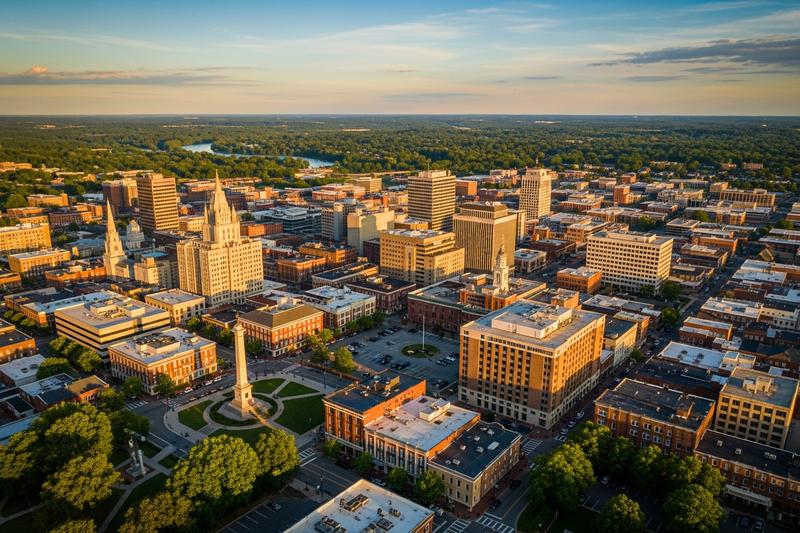 Spartanburg, South Carolina city skyline, Spartan Peptides research compounds available for delivery