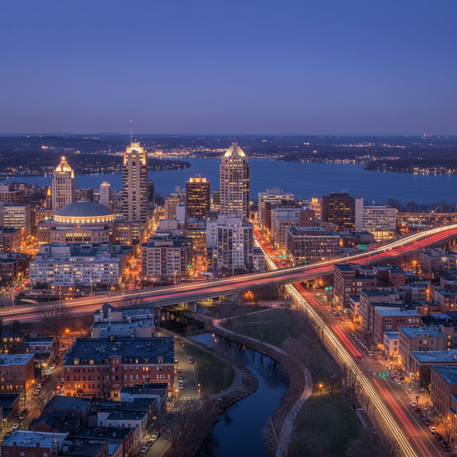 Syracuse, New York city skyline, Spartan Peptides research compounds available for delivery