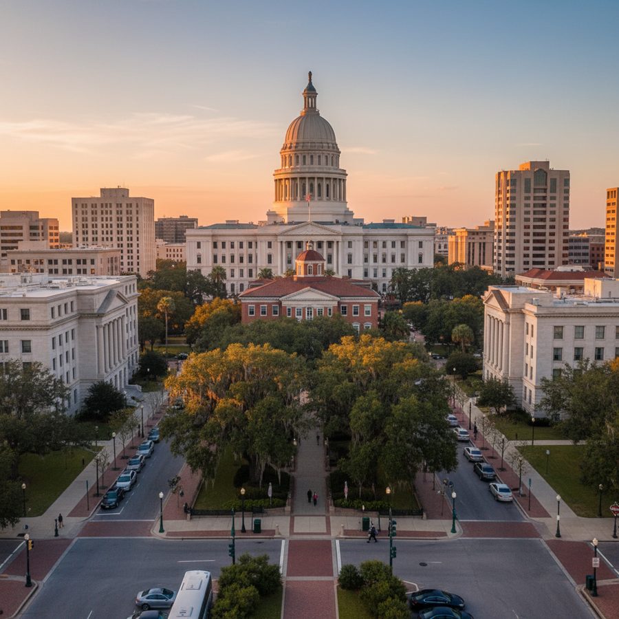 Tallahassee, Florida city skyline, Spartan Peptides research compounds available for delivery