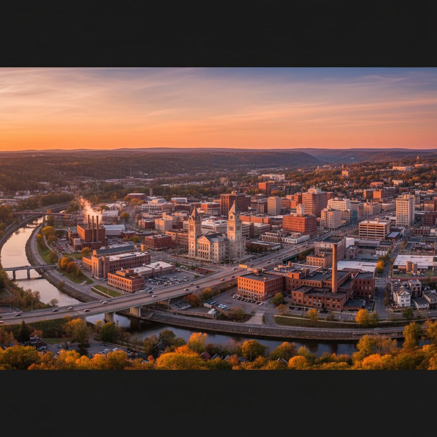Utica, New York city skyline, Spartan Peptides research compounds available for delivery