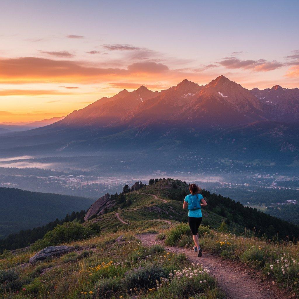 Cheyenne Wyoming skyline at golden hour with the Rocky Mountains, UW research and outdoor endurance community